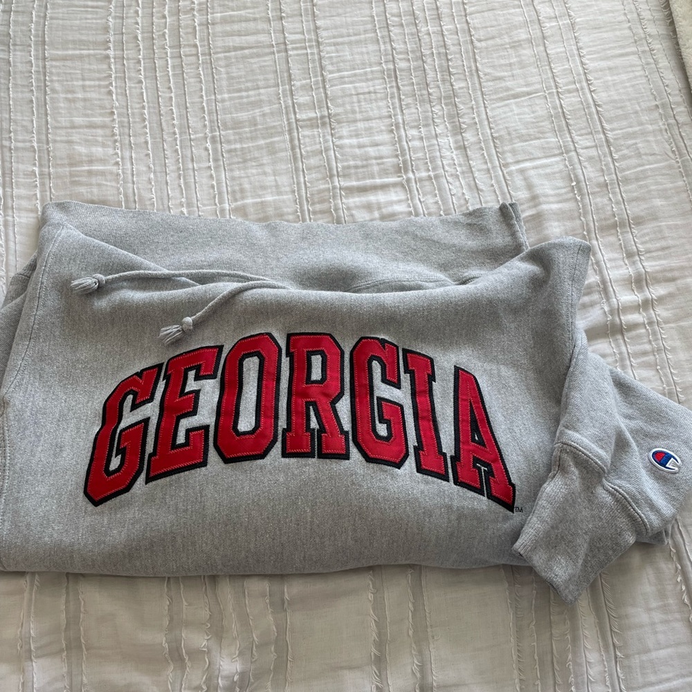 University of Georgia Grey Embroidered Hoodie - Size S/M